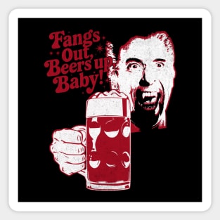 Fangs Out, Beers Up – Vintage Dracula Drinker Design Sticker